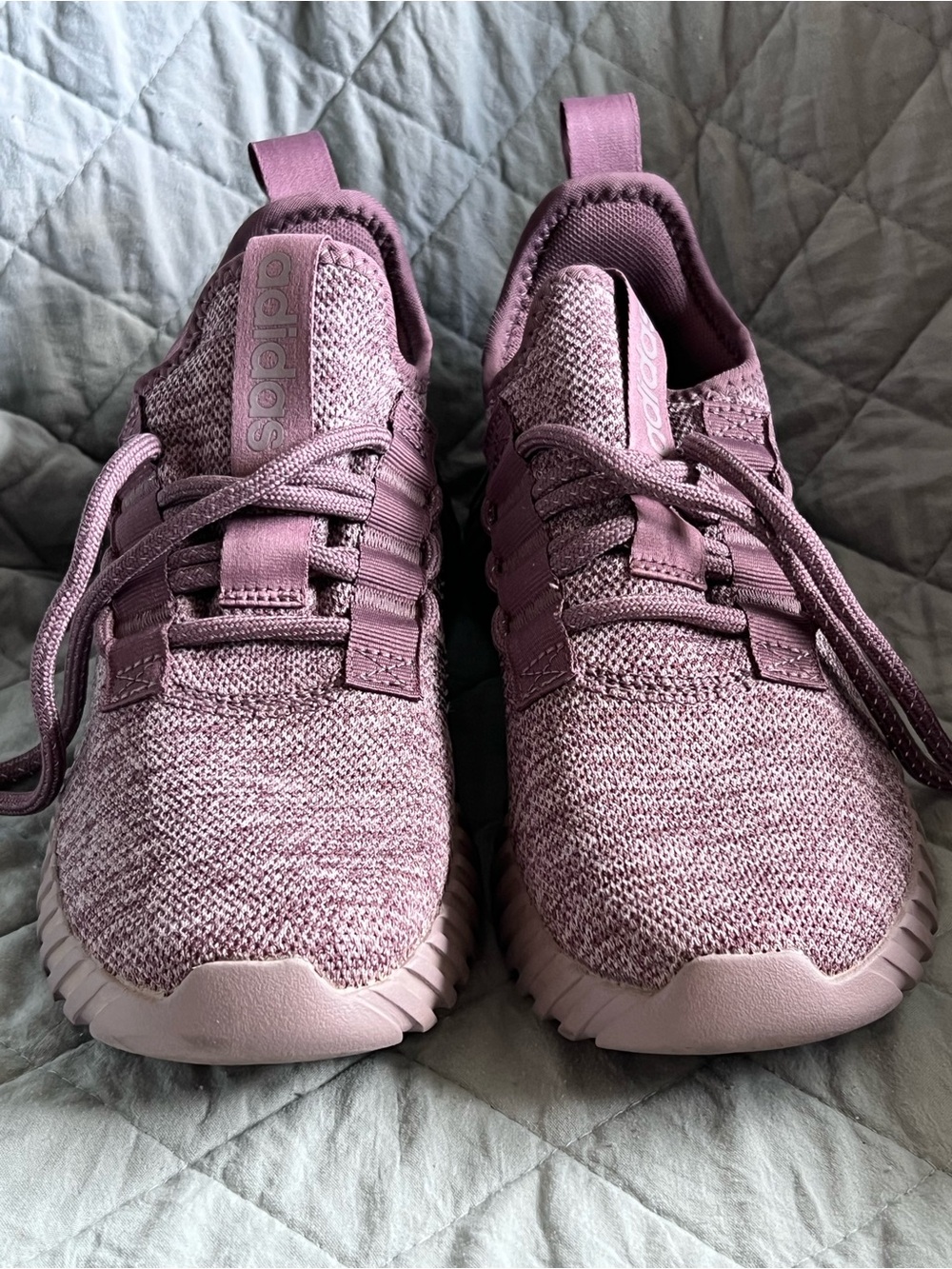 Adidas Mauve/Pink Knit Lace-Up Sneakers